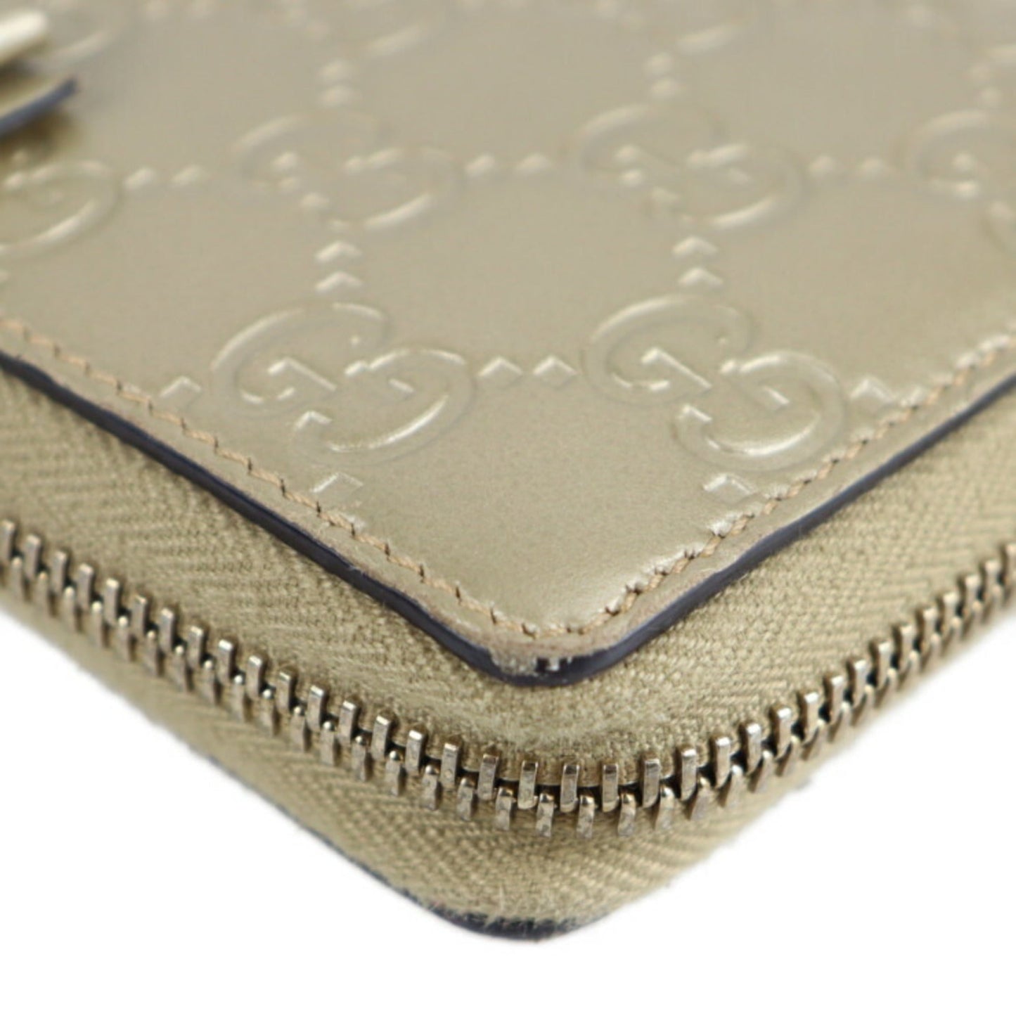 Gucci Champagne Gold Leather Coin Purse/Coin Case ( )