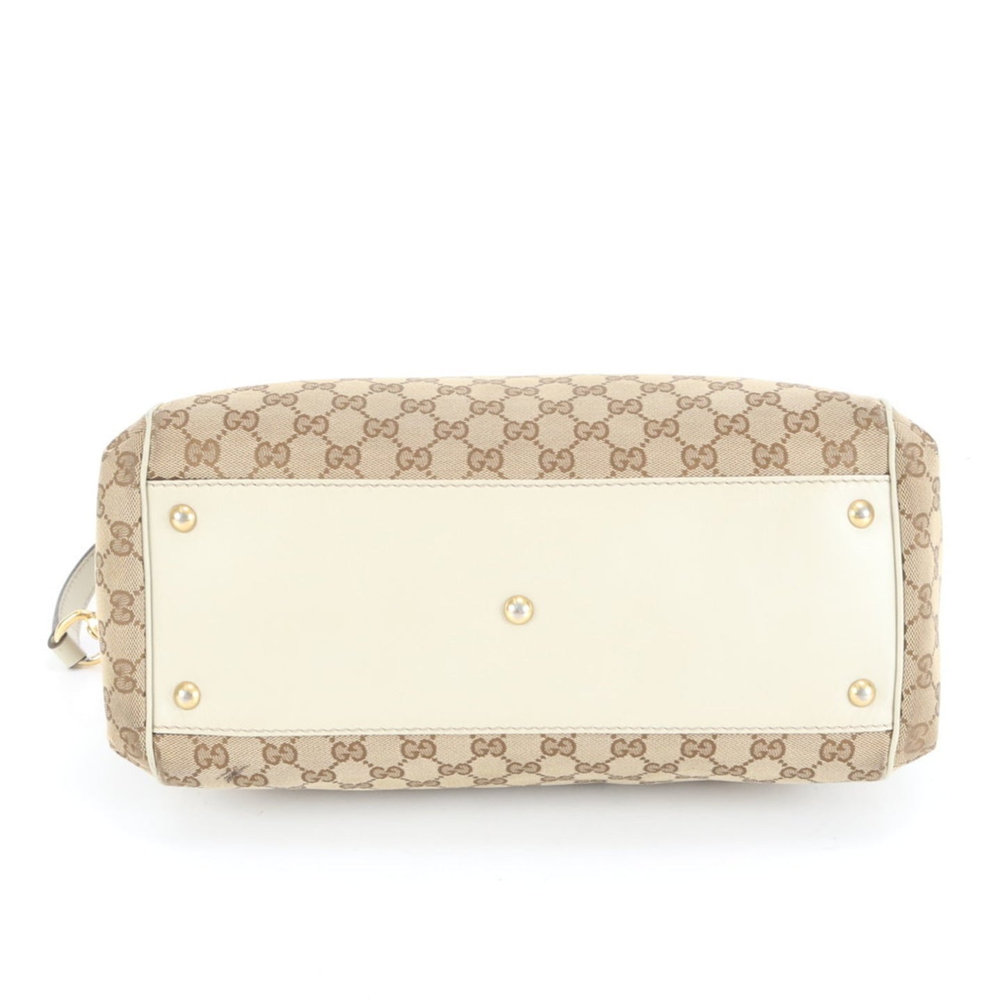 Gucci Beige Leather Canvas Shoulder Bag ( )