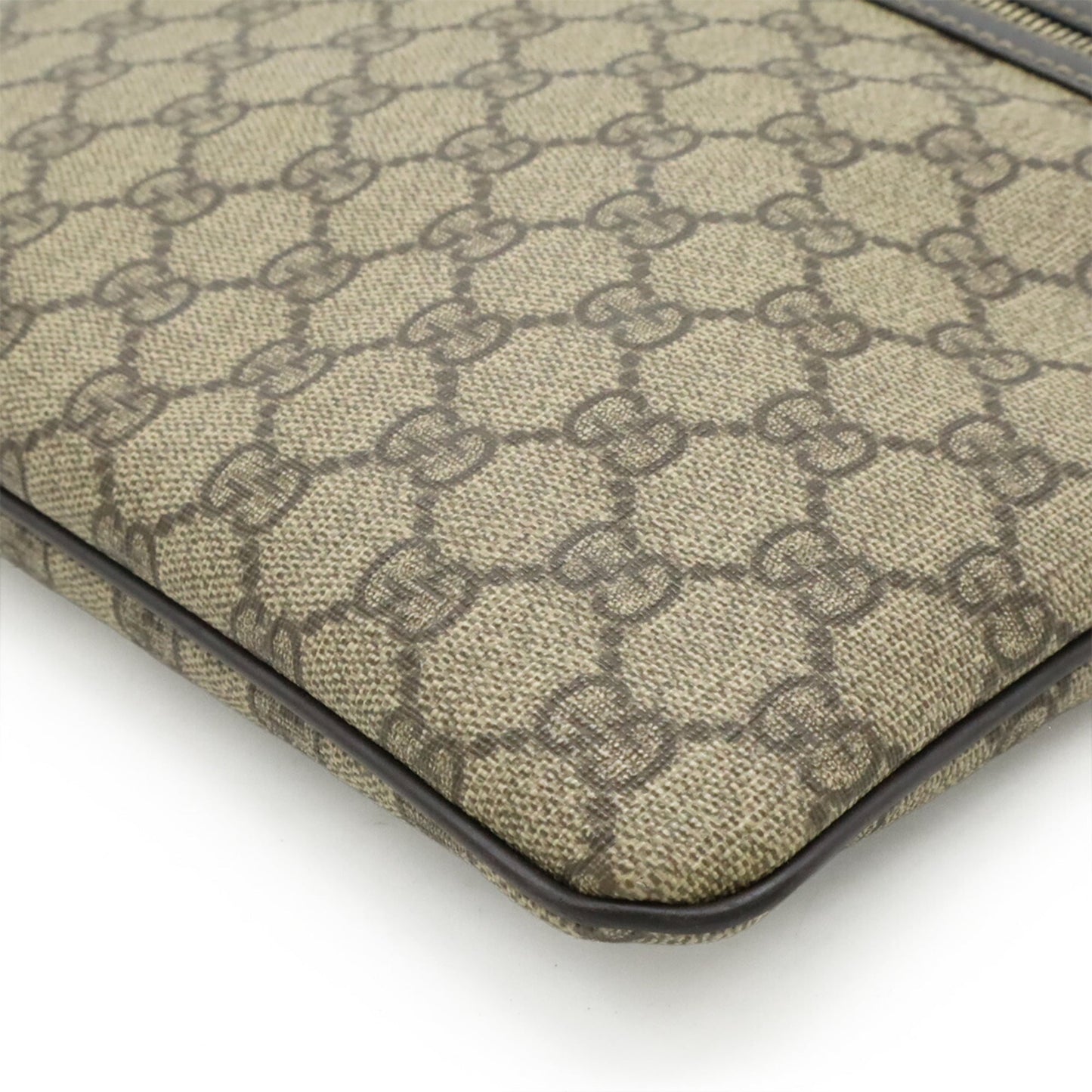 Gucci Beige Brown Dark Brown Khaki Gg Supreme Canvas Leather Shoulder Bag ( )