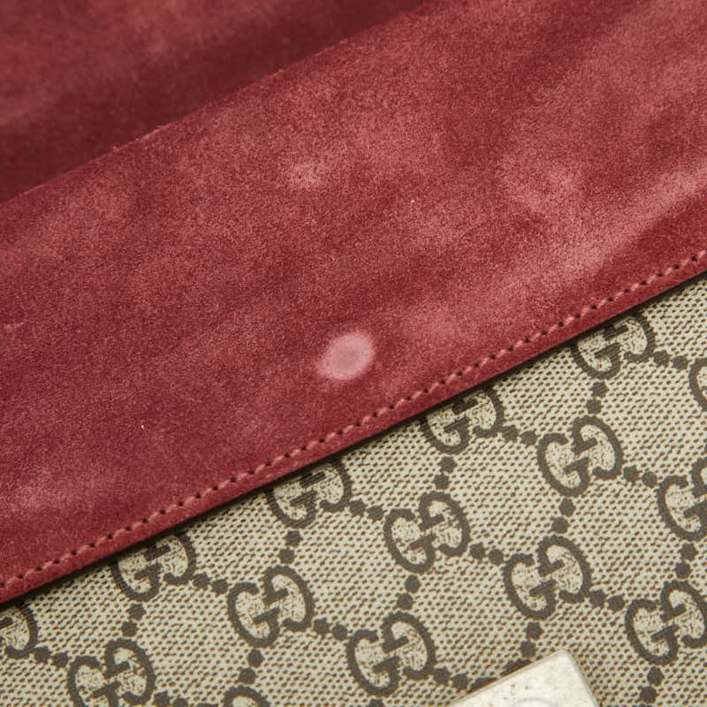 Gucci Beige Red Color Pvc Suede Shoulder Bag ( )