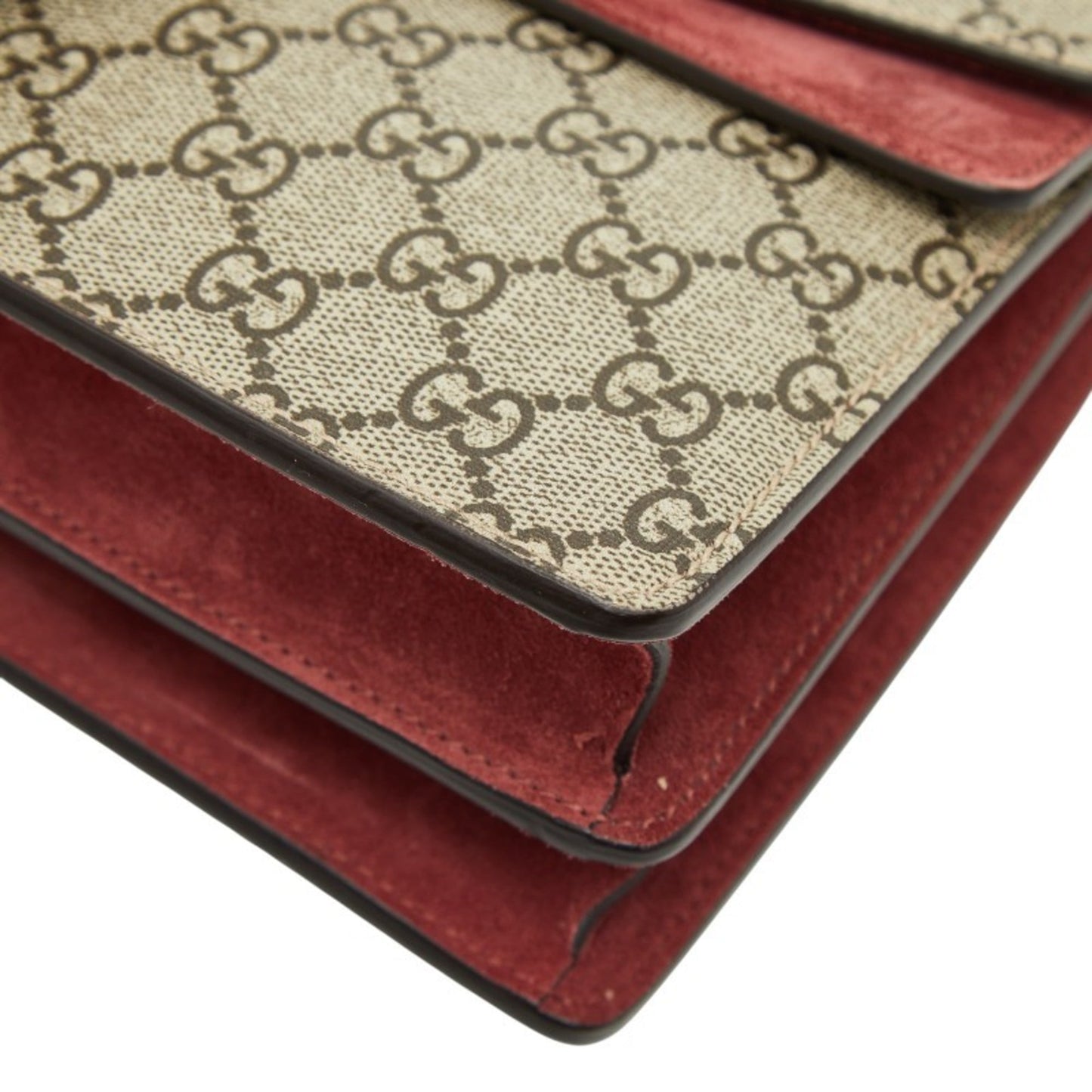 Gucci Beige Red Color Pvc Suede Shoulder Bag ( )