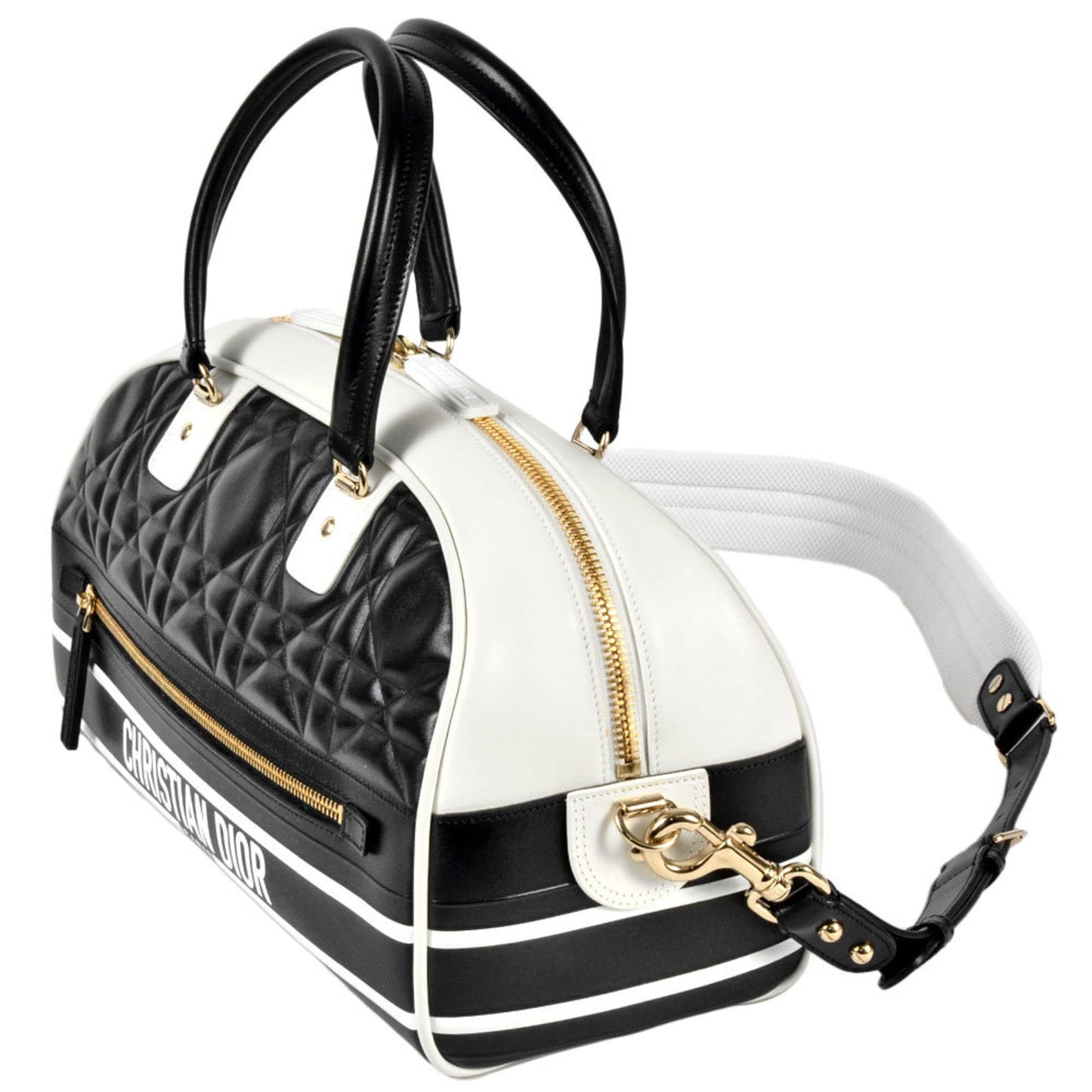 Christian Dior Black White Leather Handbag ()