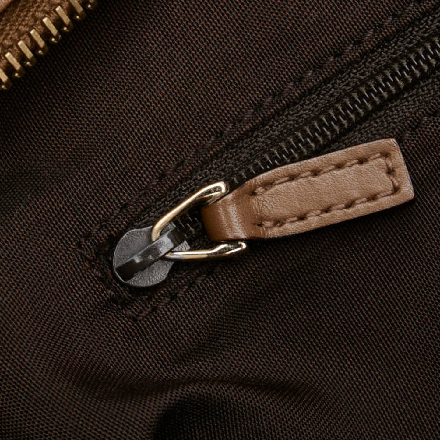 Gucci Beige Brown Canvas Leather Shoulder Bag ( )