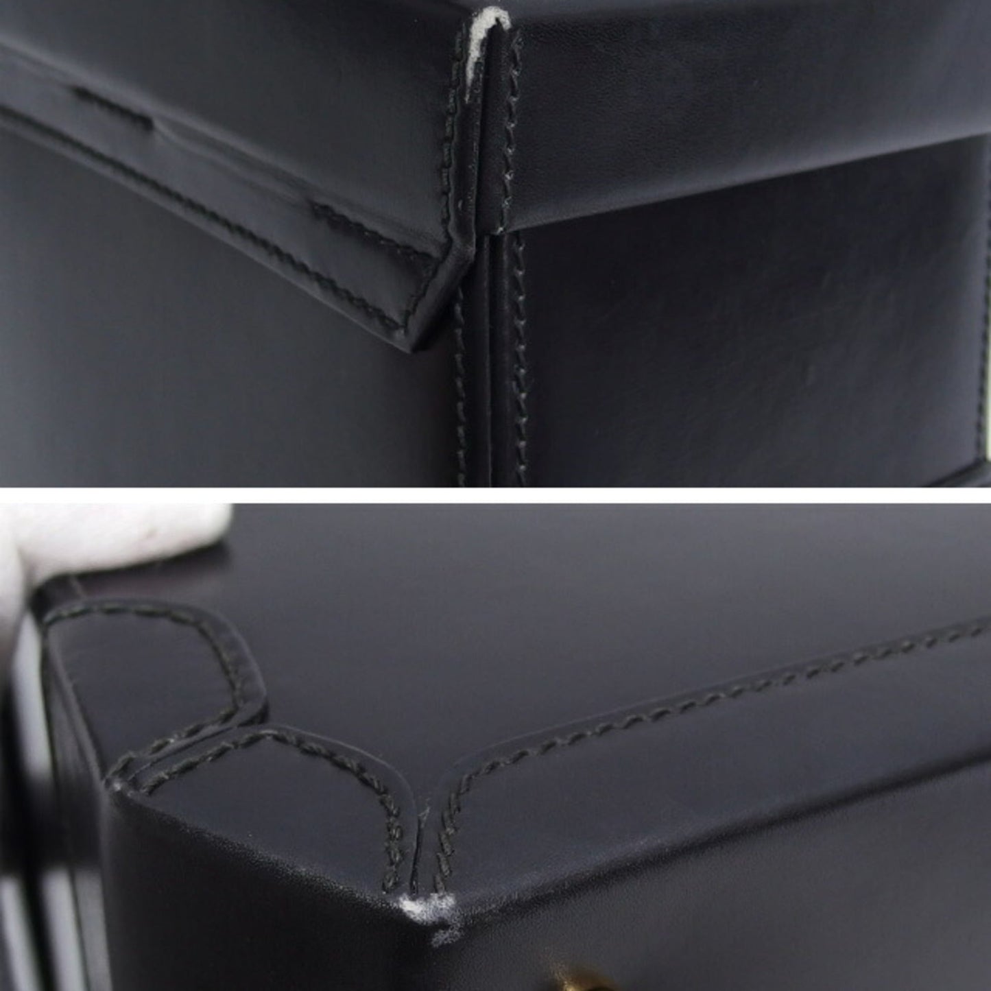 Gucci Black Leather Handbag Vanity Bag ( )