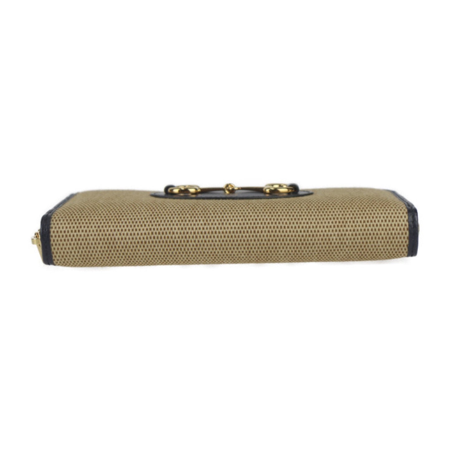 Gucci Beige Black Canvas Leather Long Wallet (Bi-Fold) ( )