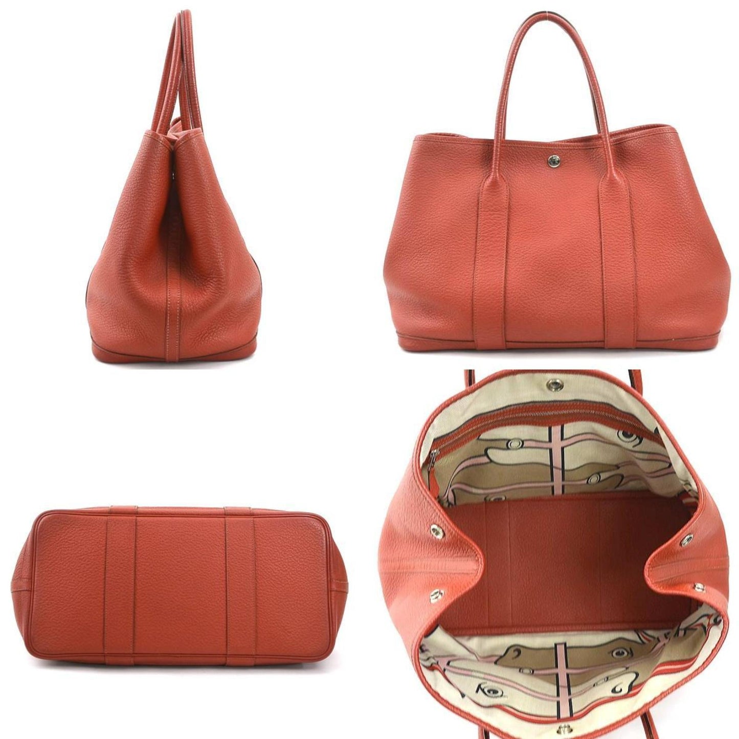 Hermes Red Color Country Leather Handbag Tote Bag ( )