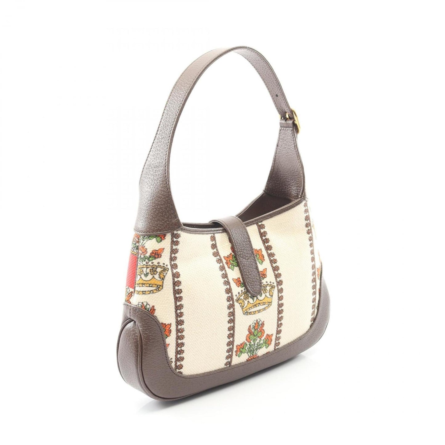 Gucci Beige Brown Multi-Color Canvas Leather Shoulder Bag ( )