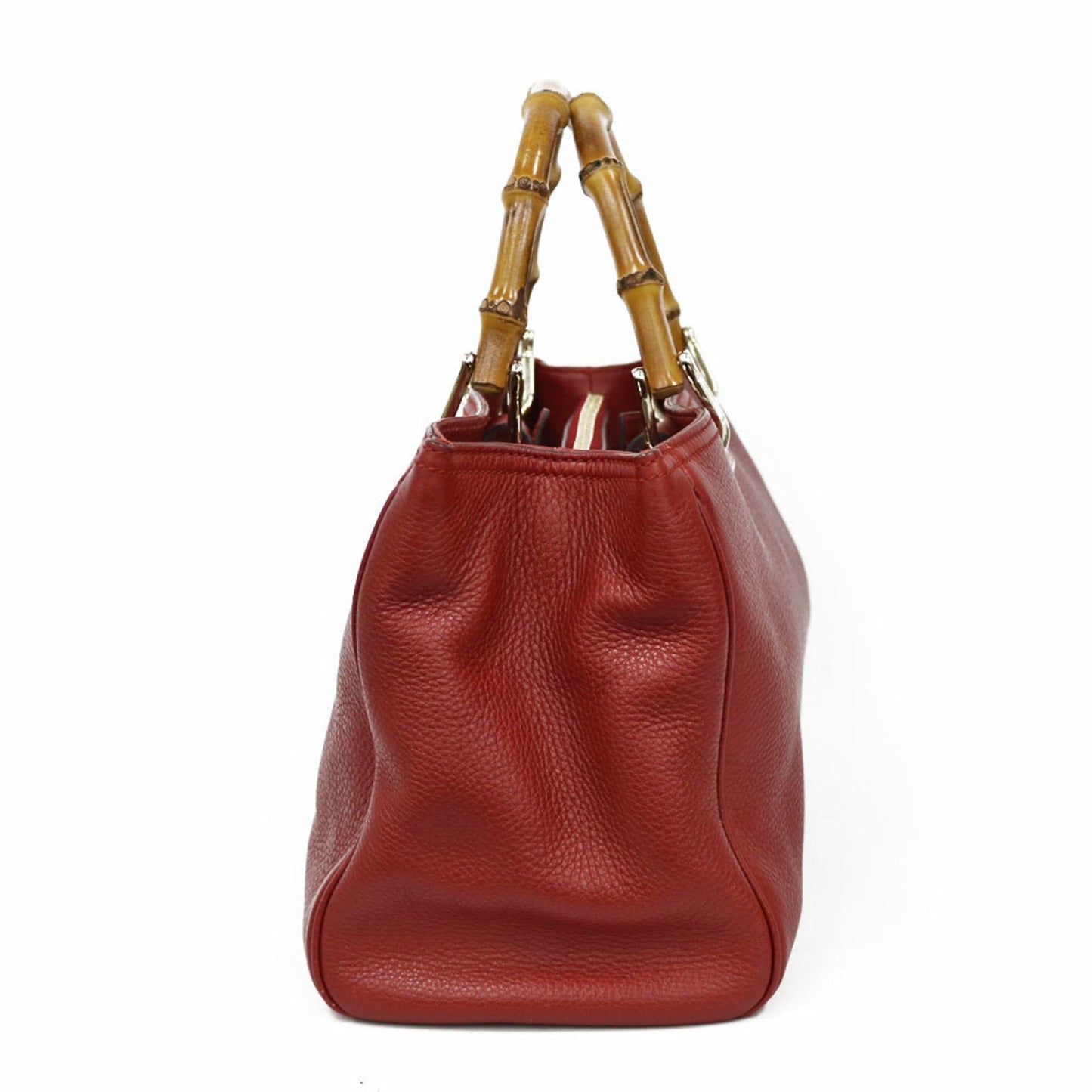 Gucci Bamboo Red Leather Shoulder Bag Style 1