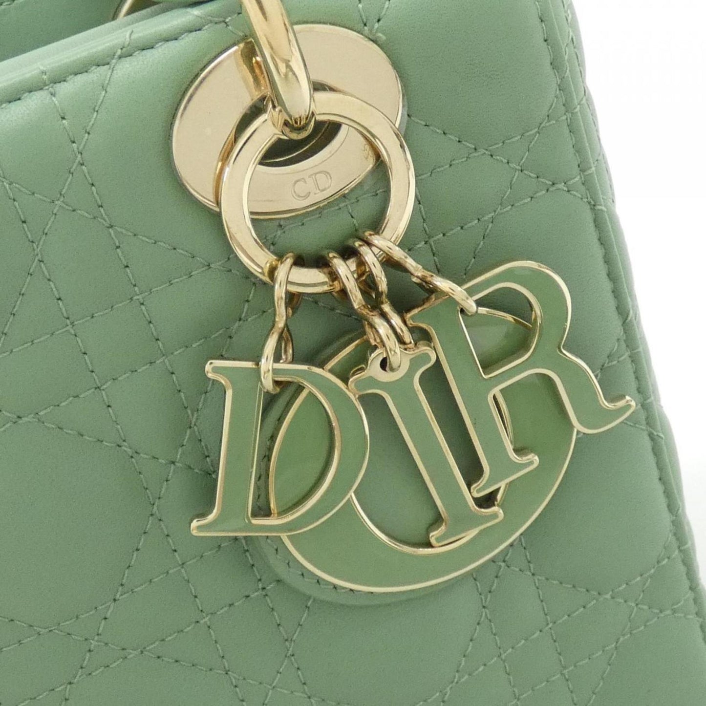 Christian Dior Lady Dior Green Leather Handbag ()