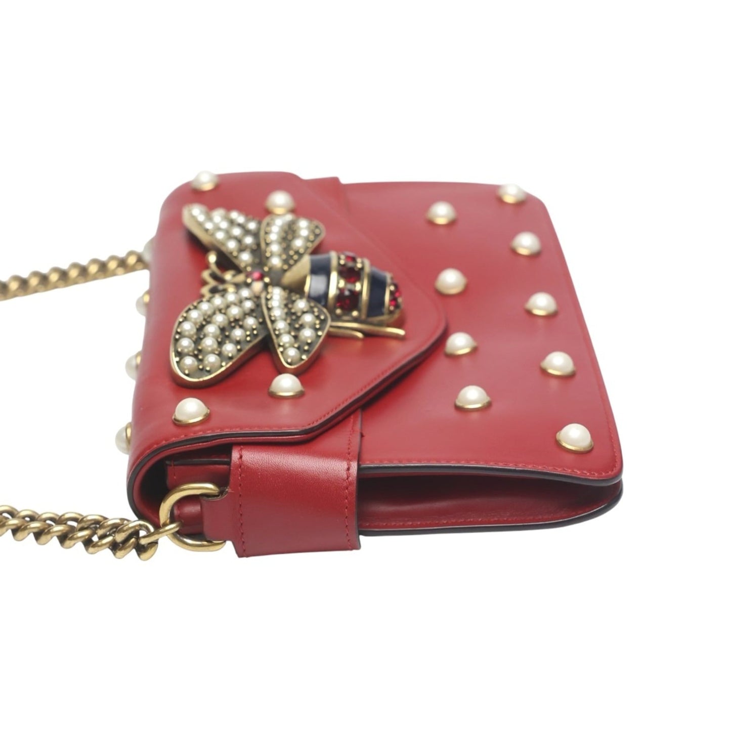 Gucci Red Color Leather Handbag Shoulder Bag ( )
