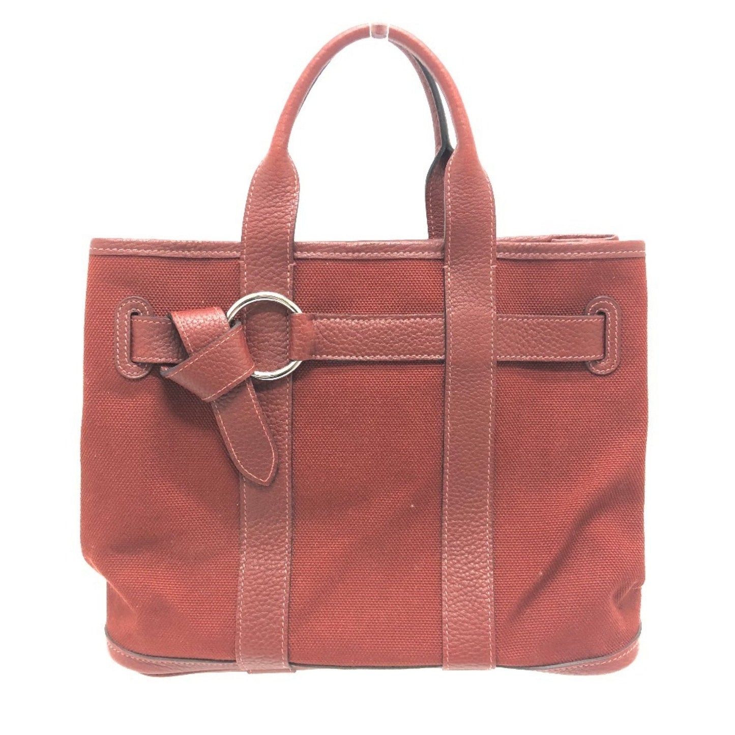 Hermes Bordeaux Canvas Leather Tote Bag ( )