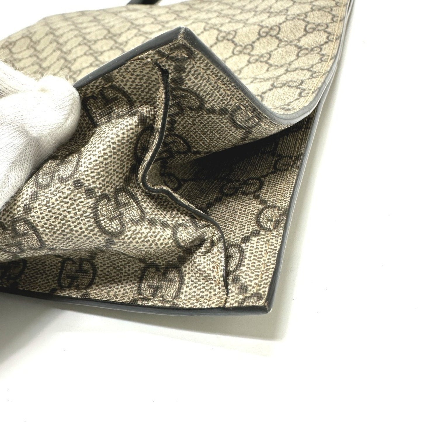 Gucci Beige Black Gg Supreme Handbag Tote Bag ( )