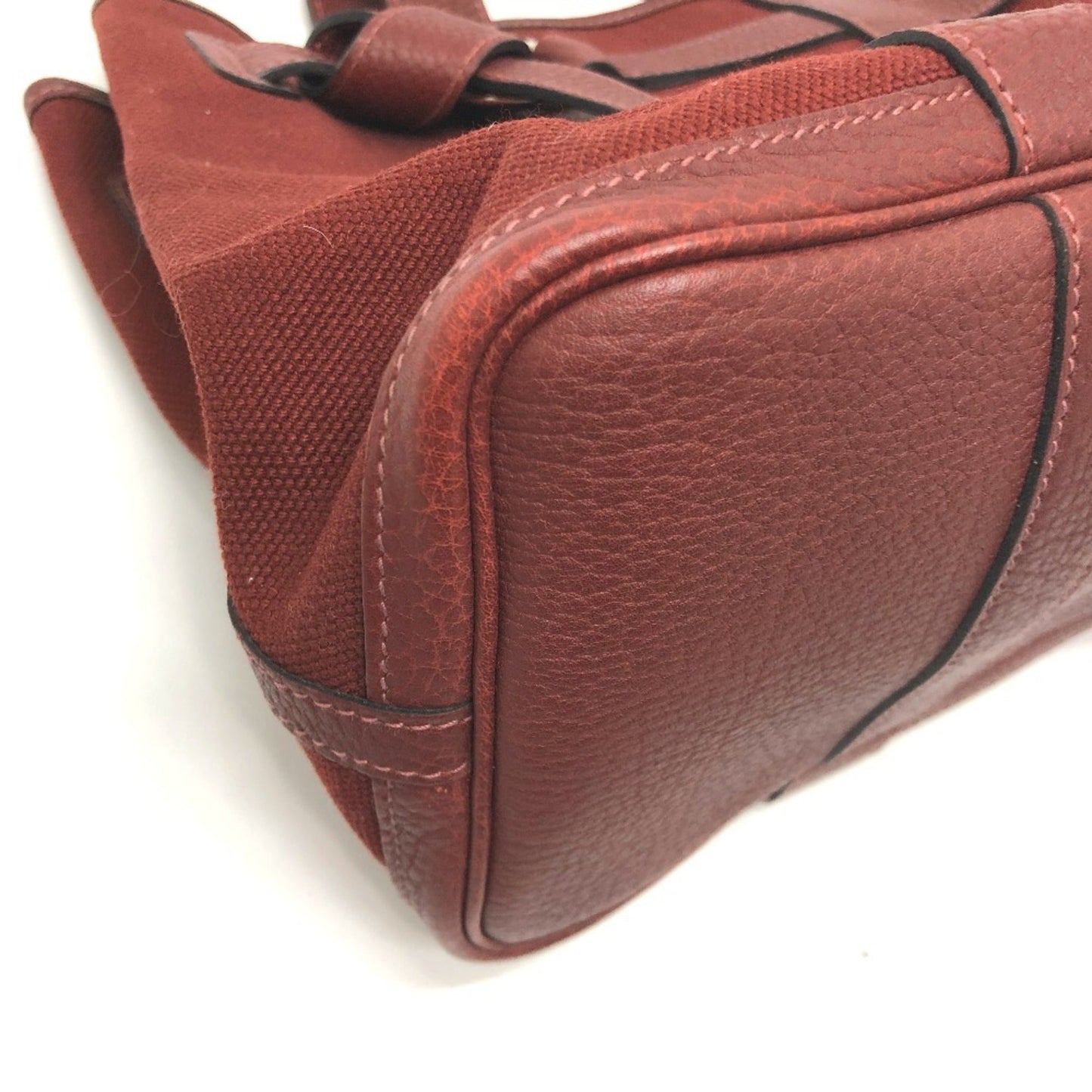Hermes Bordeaux Canvas Leather Tote Bag ( )