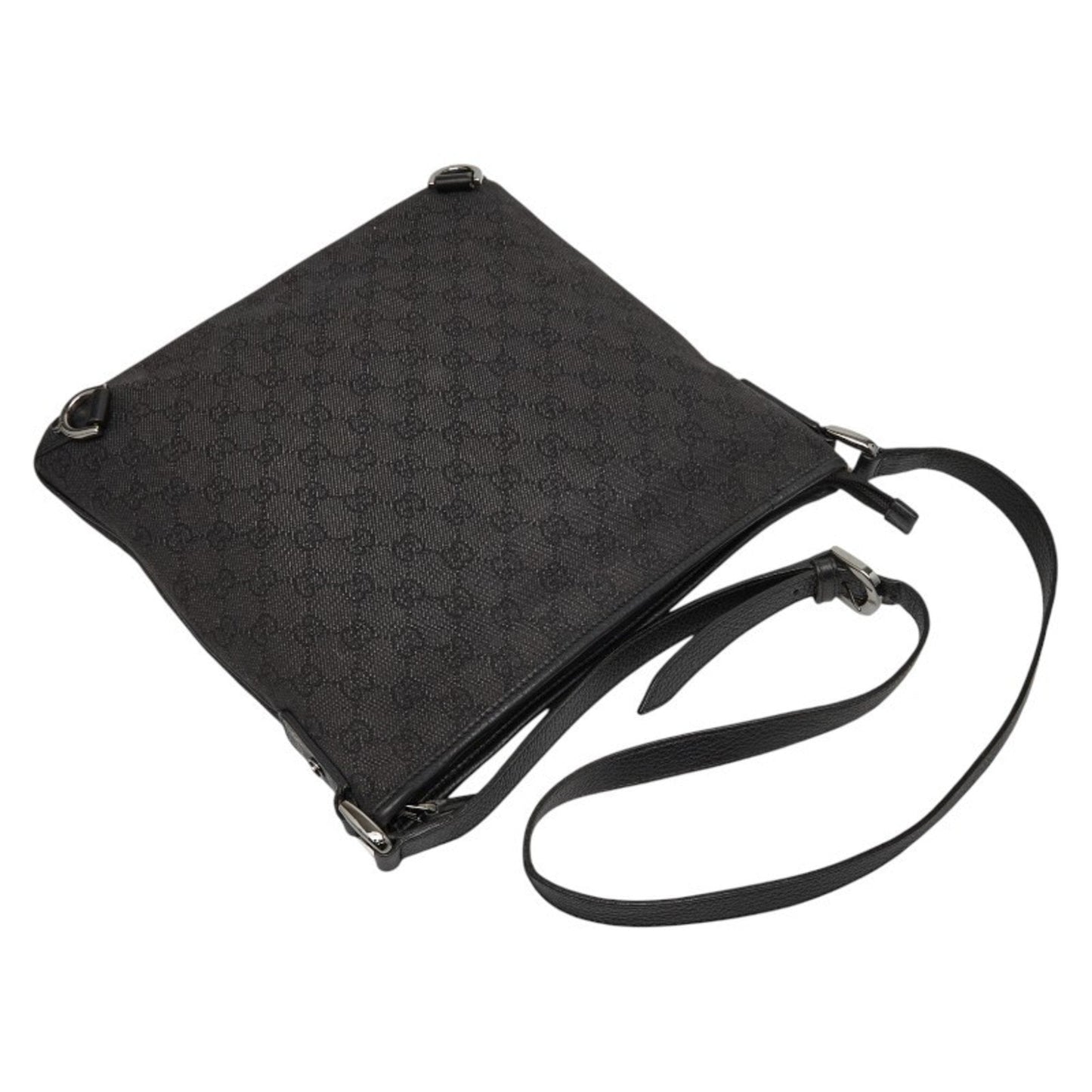 Gucci Black Canvas Leather Shoulder Bag ( )