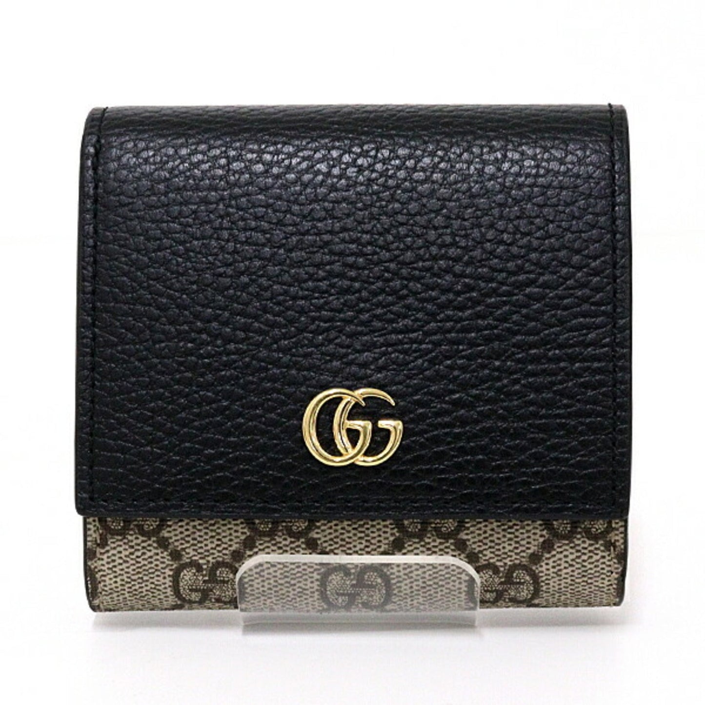 Gucci Beige Black Gg Supreme Canvas Leather Coin Purse/Coin Case ( )