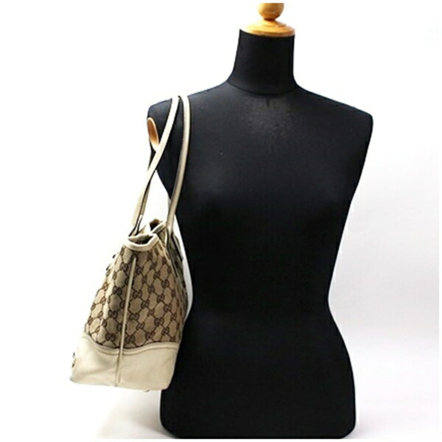 Gucci Brown Ivory Multi-Color Canvas Leather Shoulder Bag ( )