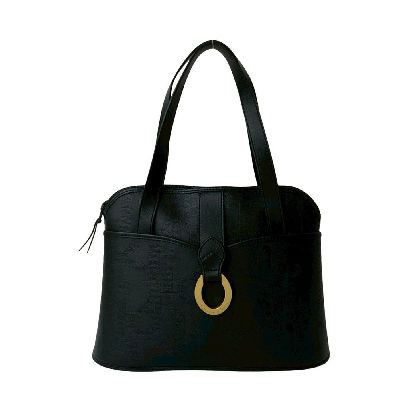 Christian Dior Black Leather Pvc Boston Bag Handbag ()