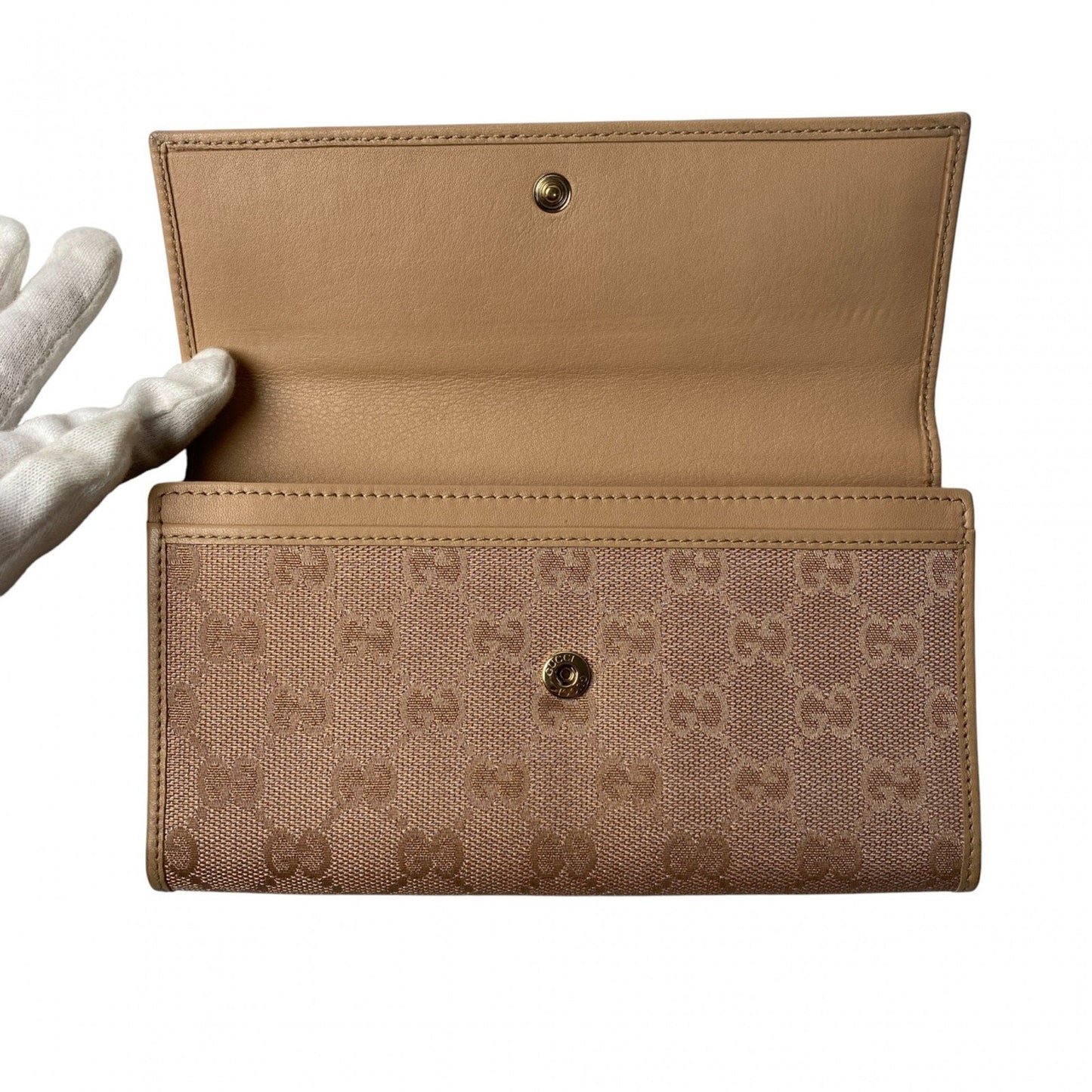 Gucci Pink Gg Canvas Leather Long Wallet (Bi-Fold) ( )