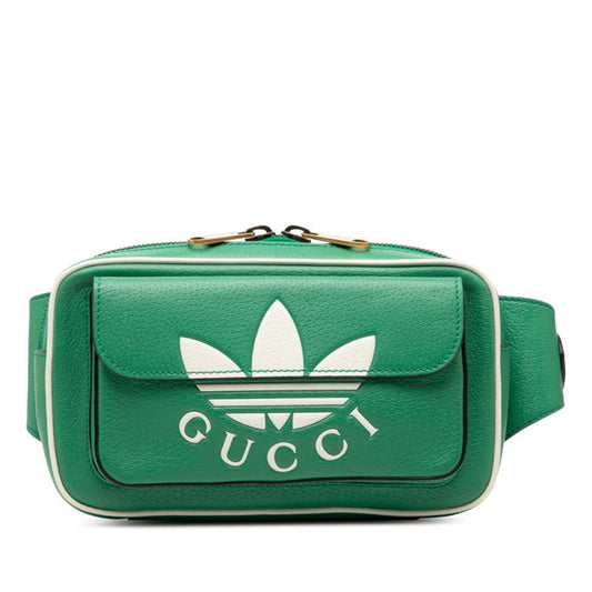 Gucci Green White Leather Sling Bag ( )