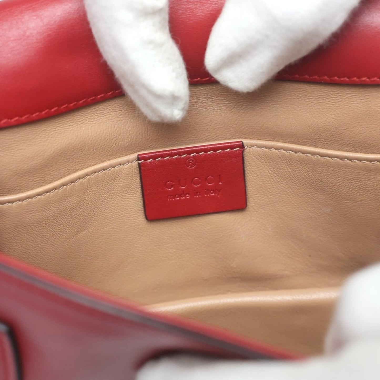 Gucci Red Color Leather Handbag Shoulder Bag ( )