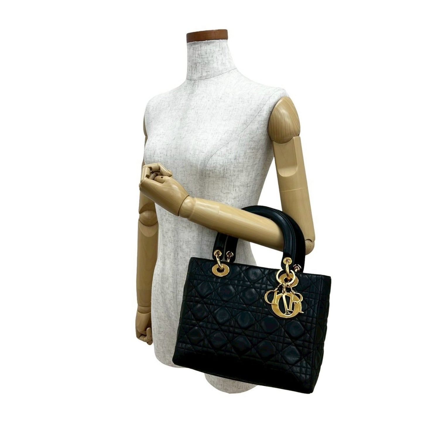Christian Dior Black Leather Handbag Tote Bag ()