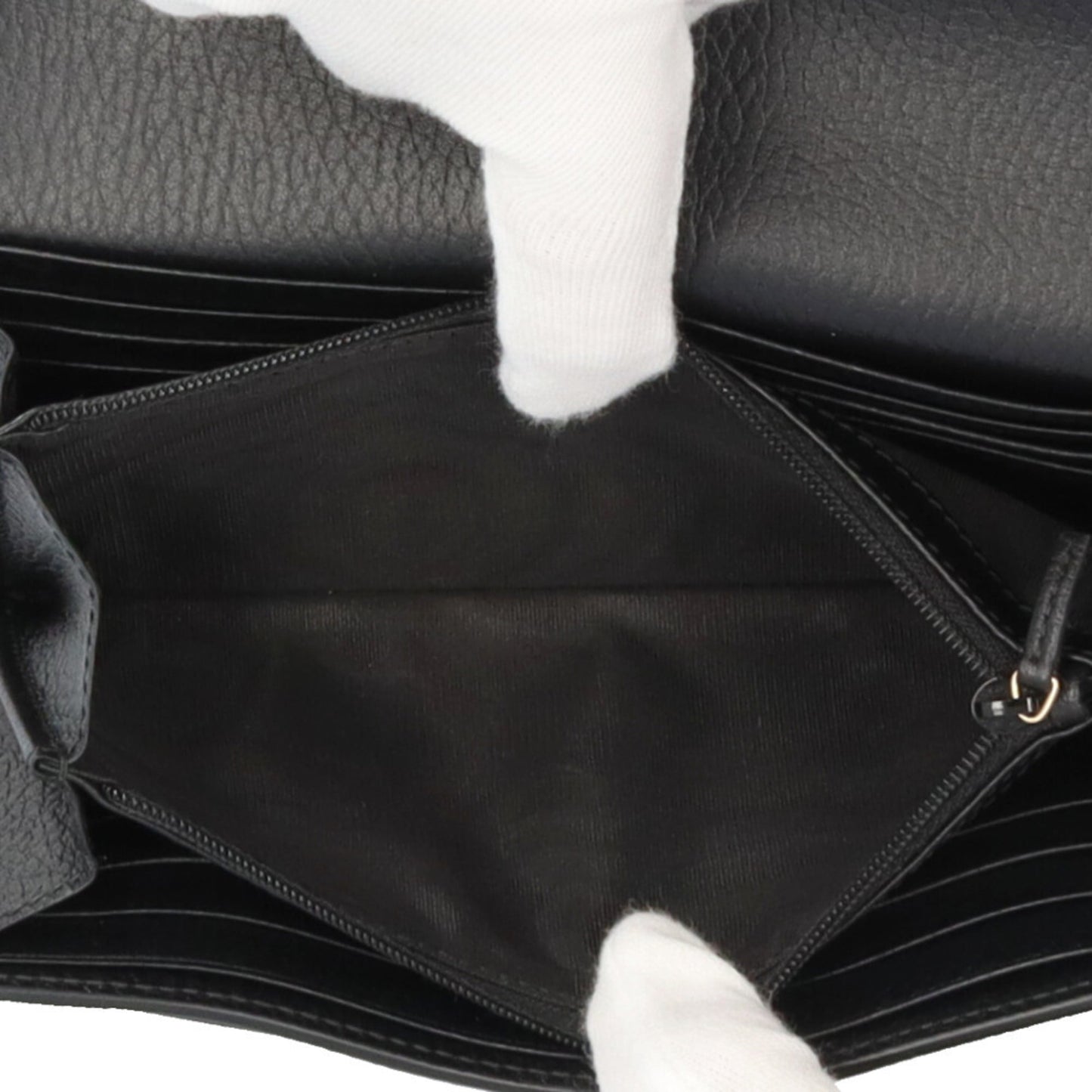 Gucci Beige Black Gg Supreme Canvas Leather Long Wallet (Tri-Fold) ( )
