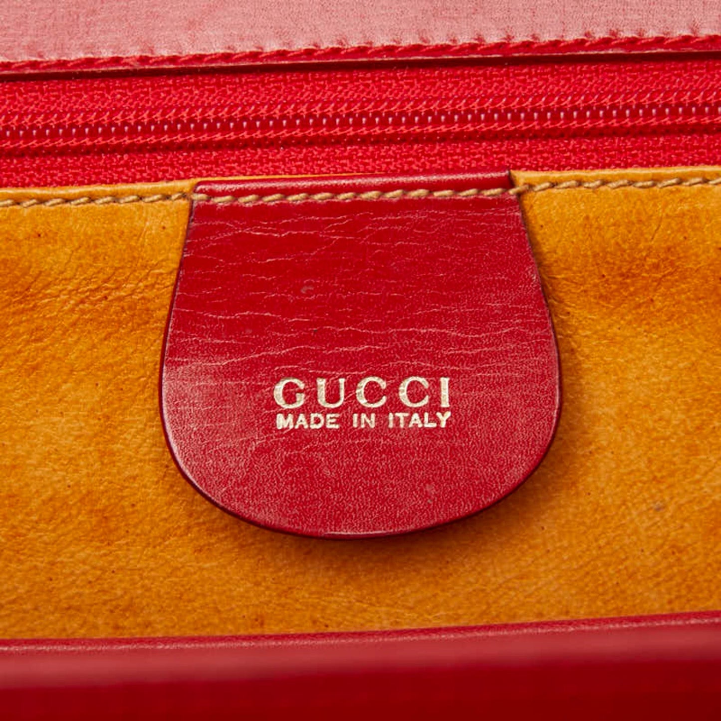 Gucci Bamboo Red Color Leather Handbag Shoulder Bag ( )