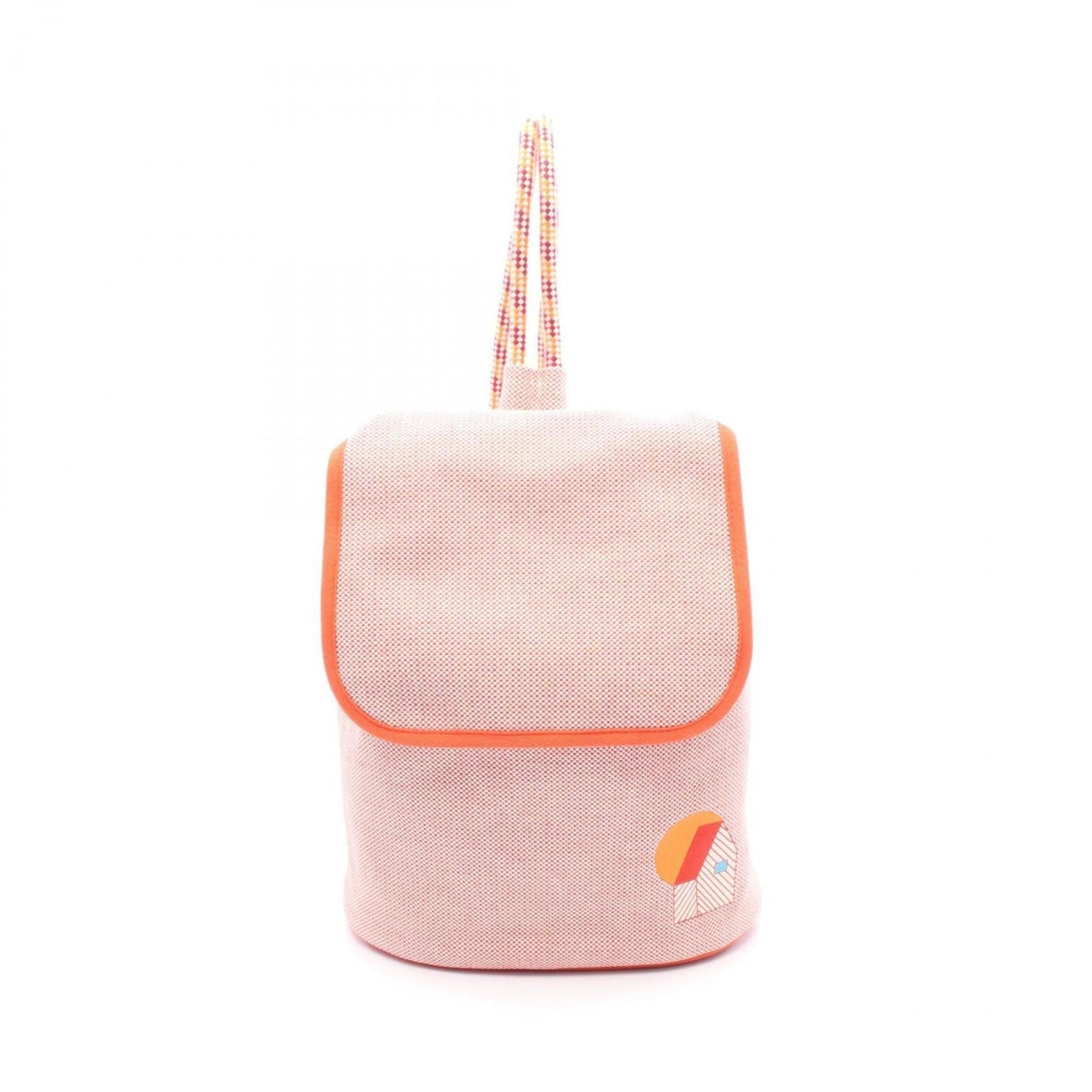Hermes Multi-Color Orange Toile Chevron Canvas Backpack ( )