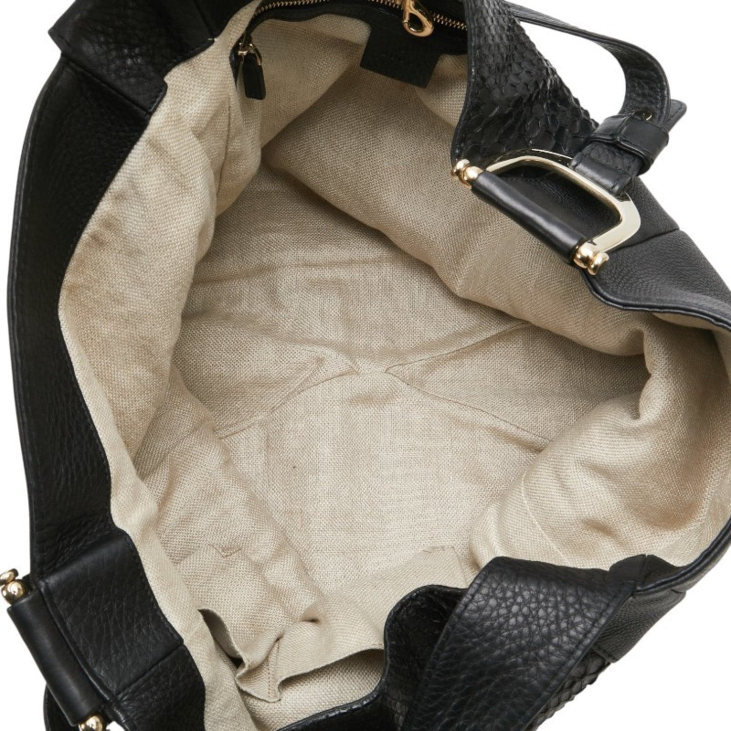 Gucci Black Leather Shoulder Bag Tote Bag ( )