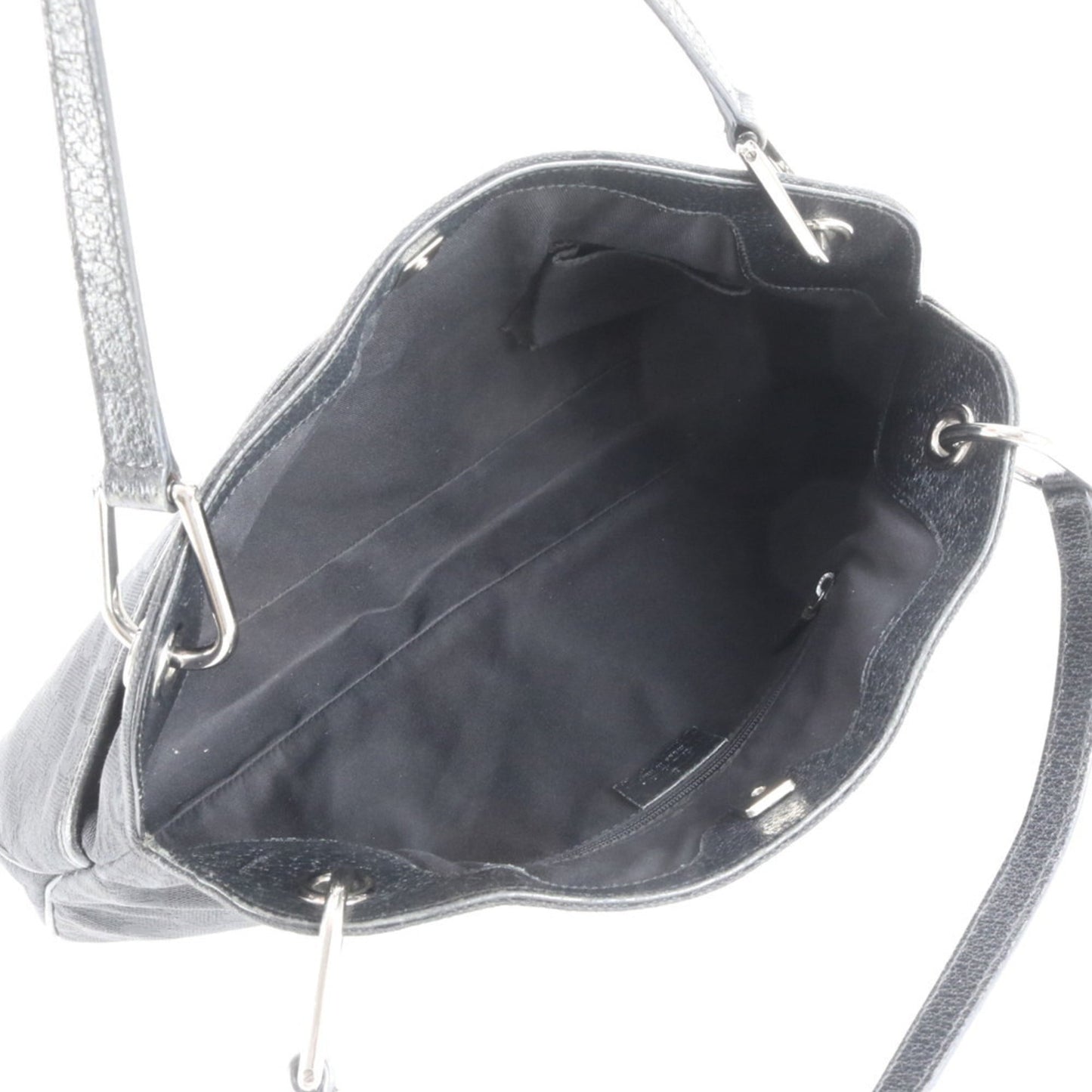 Gucci Black Leather Canvas Tote Bag ( )