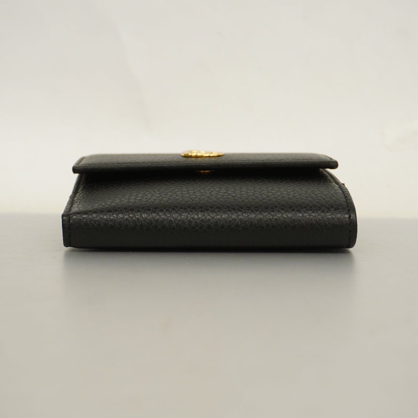 GUCCI Auth  GG Marmont Gold Hardware 456122 Women's Leather Wallet Black