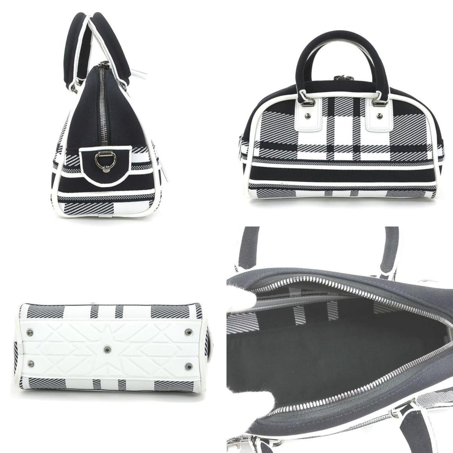 Christian Dior Black White Canvas Handbag Shoulder Bag ()
