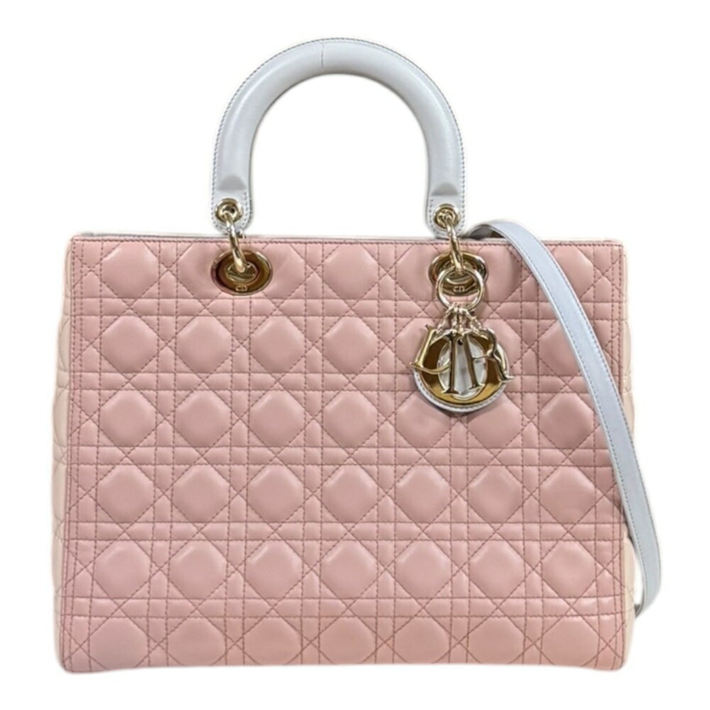 Christian Dior Gray Pink Leather Shoulder Bag ()