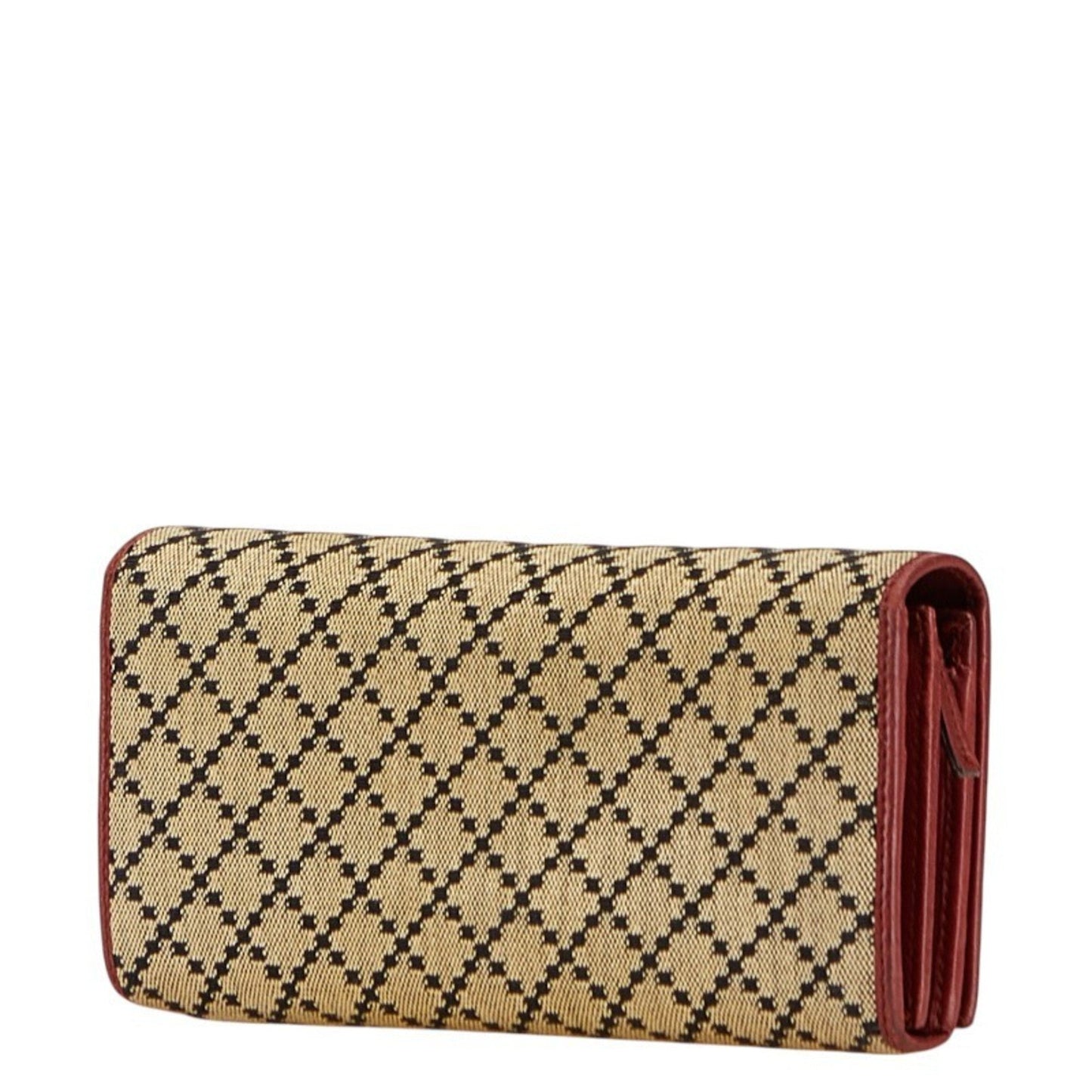 Gucci Beige Red Color Canvas Leather Long Wallet (Bi-Fold) ( )