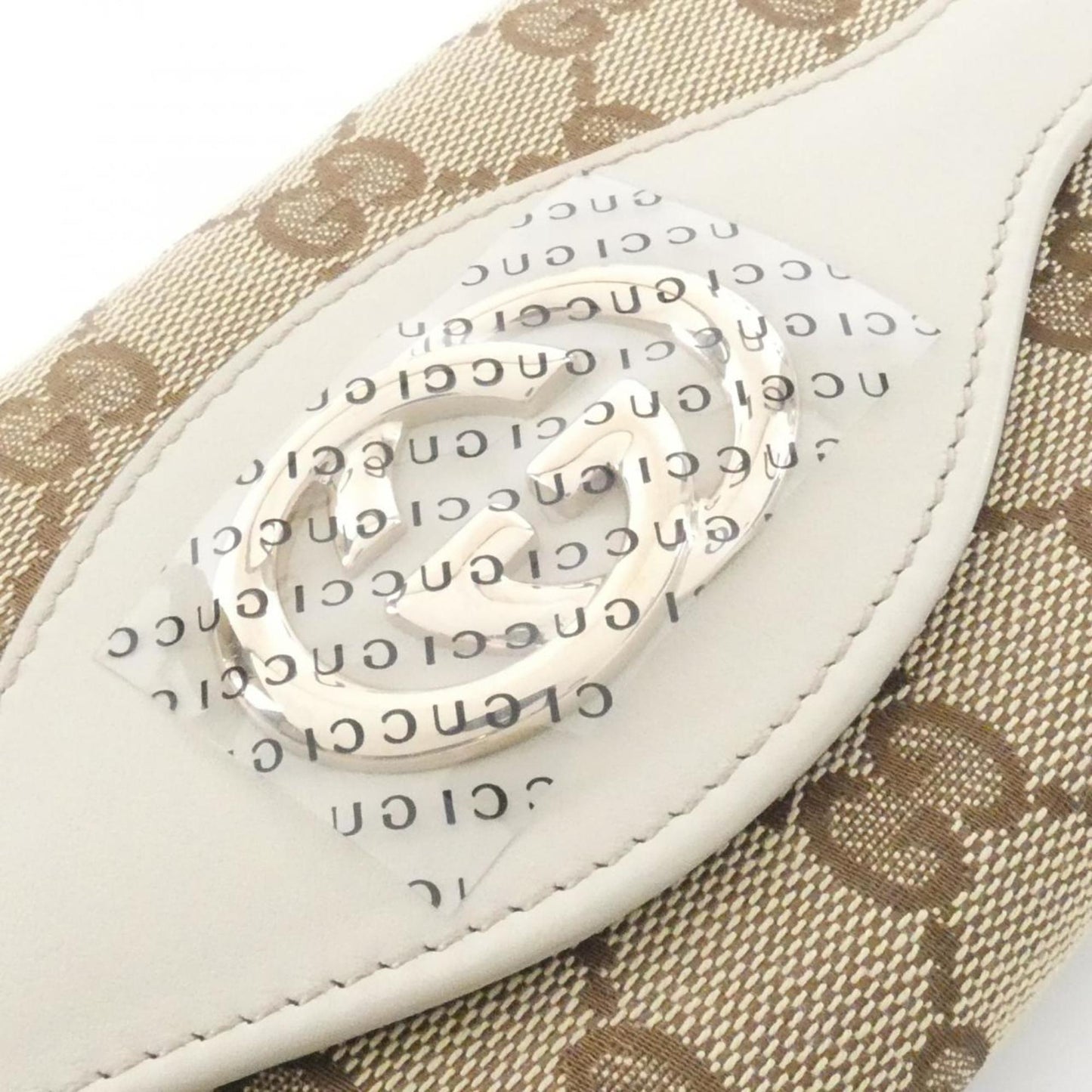 Gucci Beige White Gg Canvas Leather Long Wallet (Bi-Fold) ( )