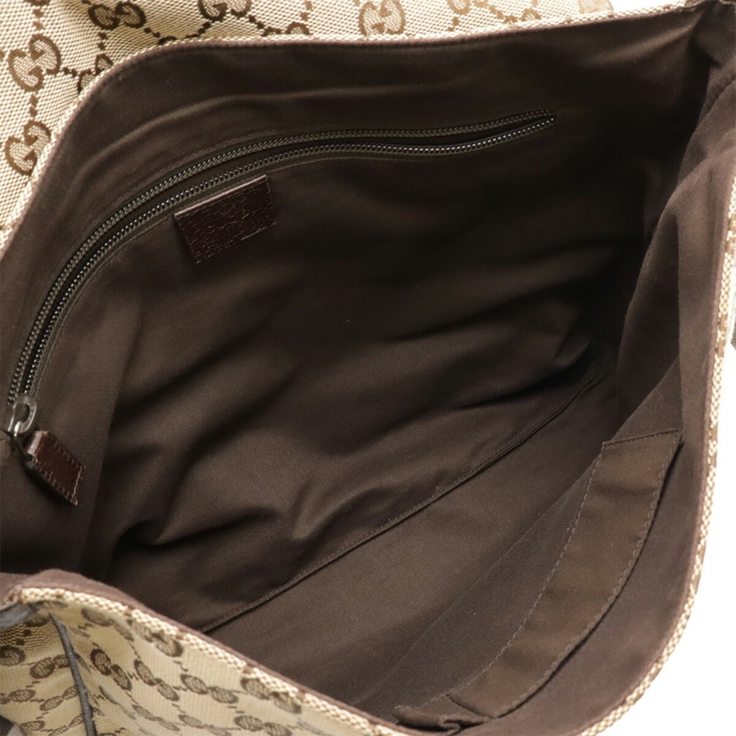 Gucci Gg Canvas Beige Dark Brown Khaki Gg Canvas Leather Shoulder Bag ( )
