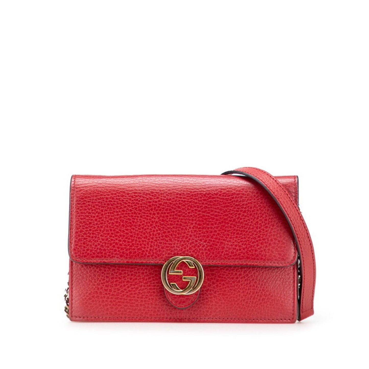 Gucci Red Color Leather Chain/Shoulder Wallet ( )