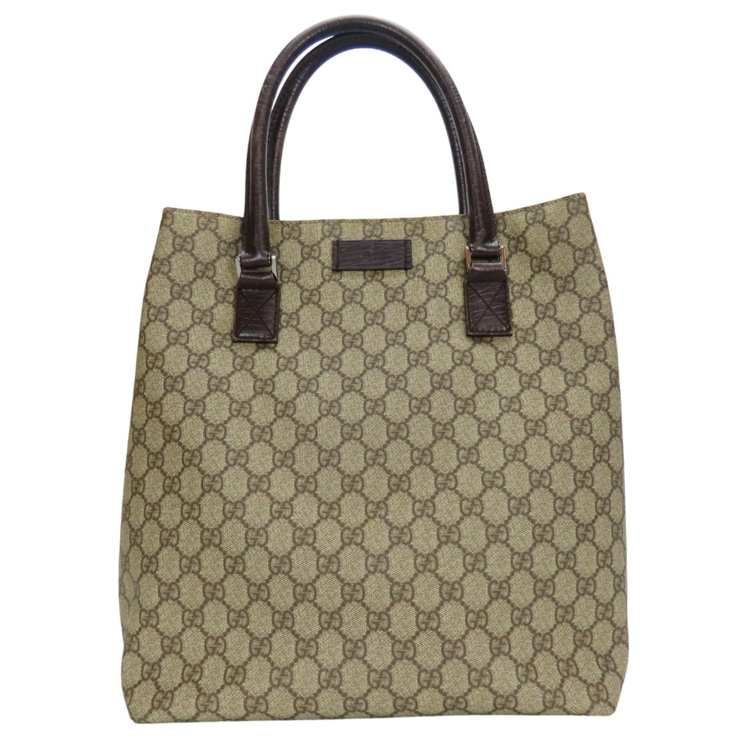 Gucci Beige Brown Gg Supreme Leather Tote Bag ( )