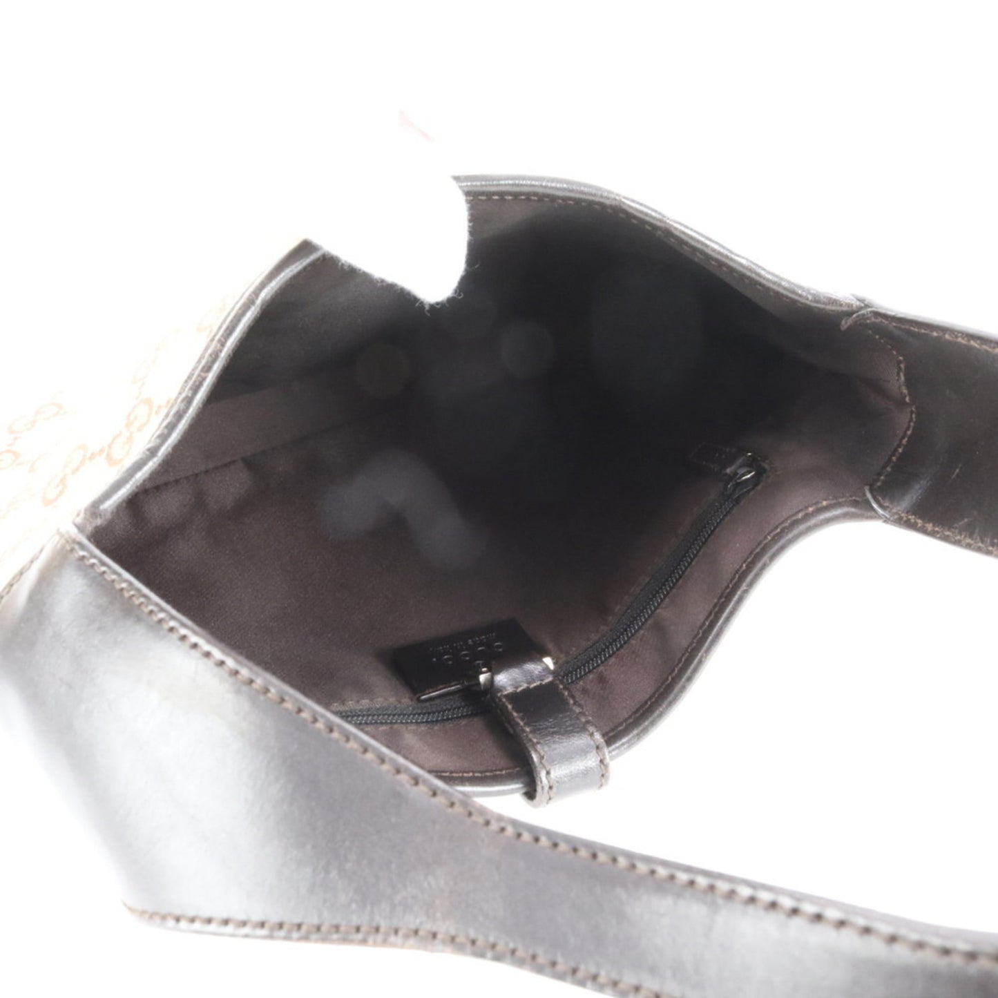 Gucci Brown Leather Canvas Shoulder Bag ( )