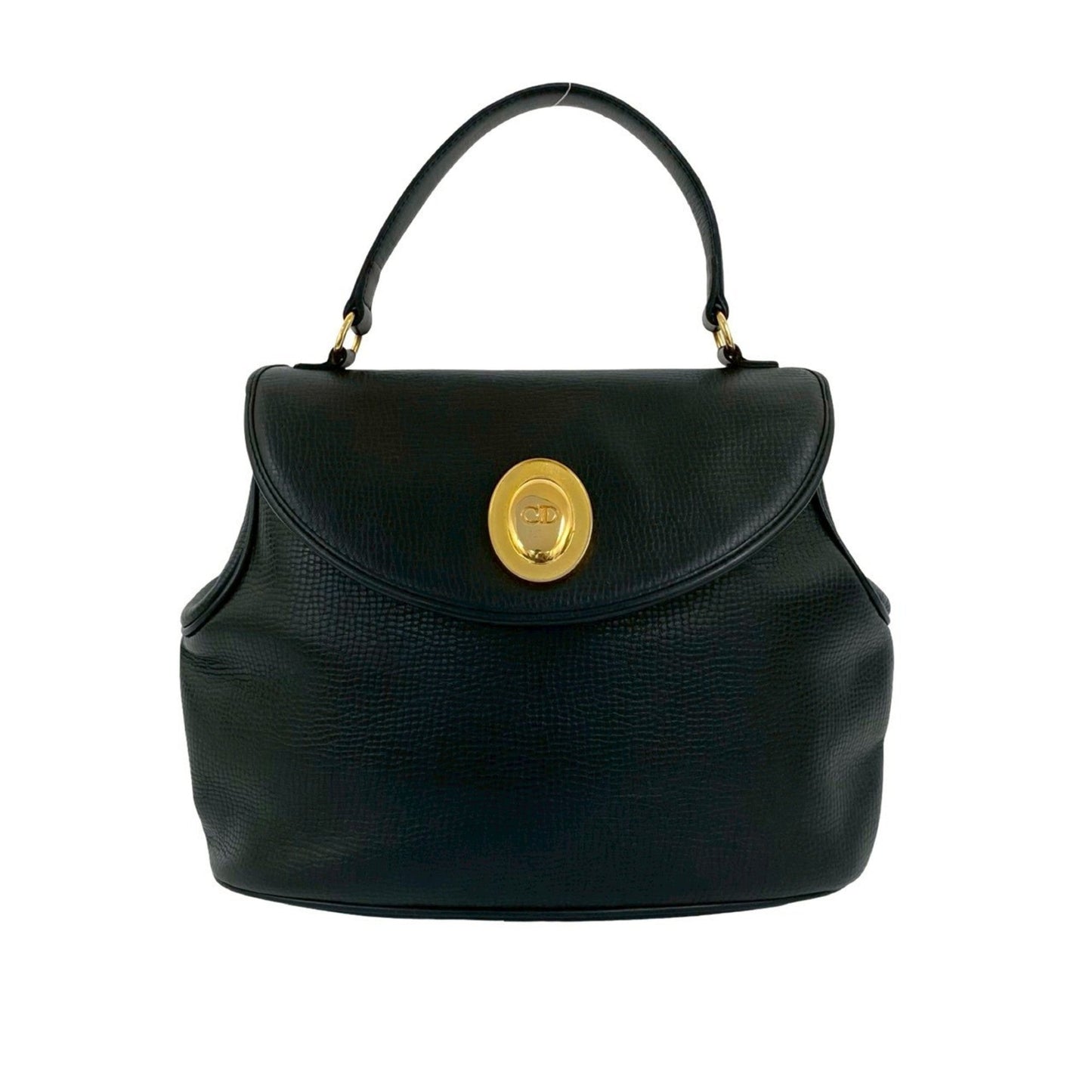 Christian Dior Black Leather Handbag Tote Bag ()
