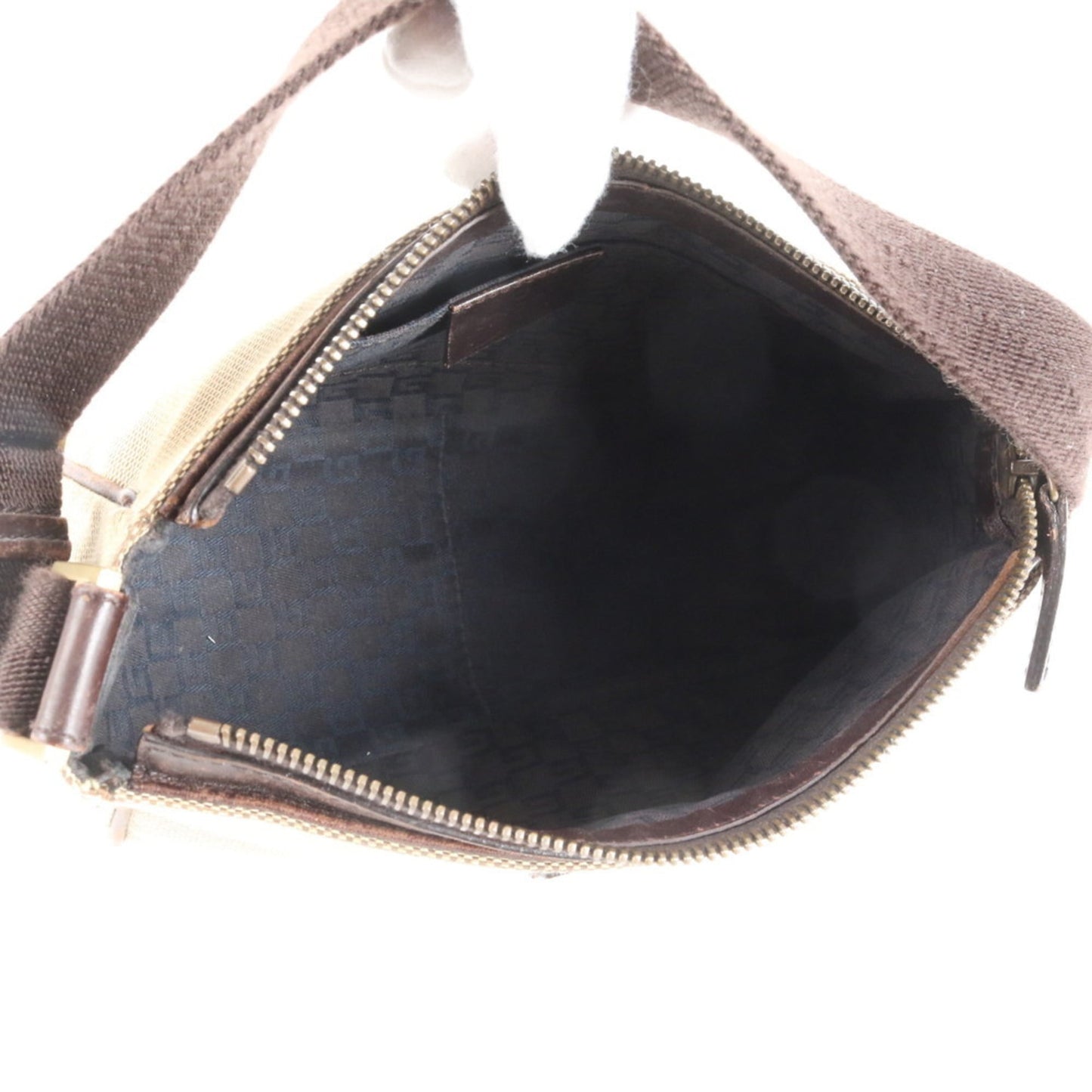 Gucci Beige Leather Canvas Handbag ( )