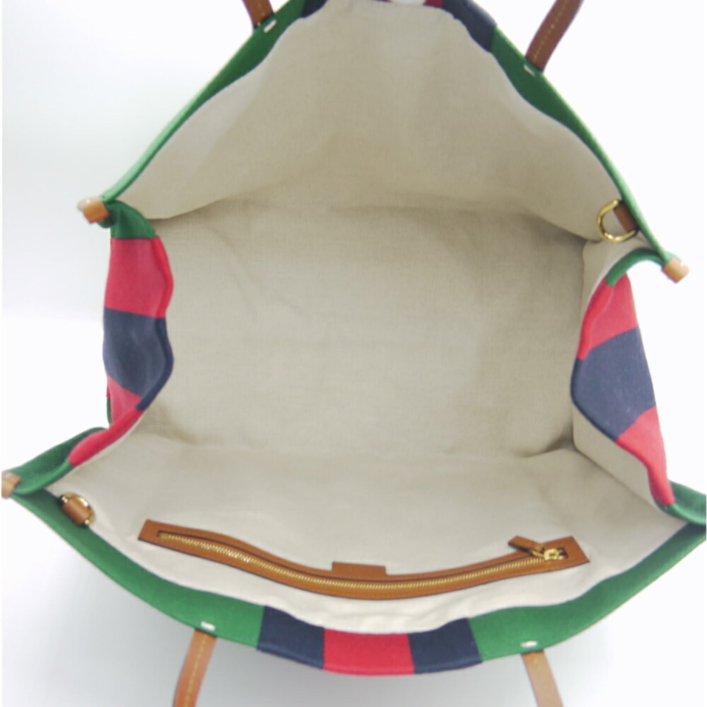 Gucci Green Canvas Leather Shoulder Bag Tote Bag ( )