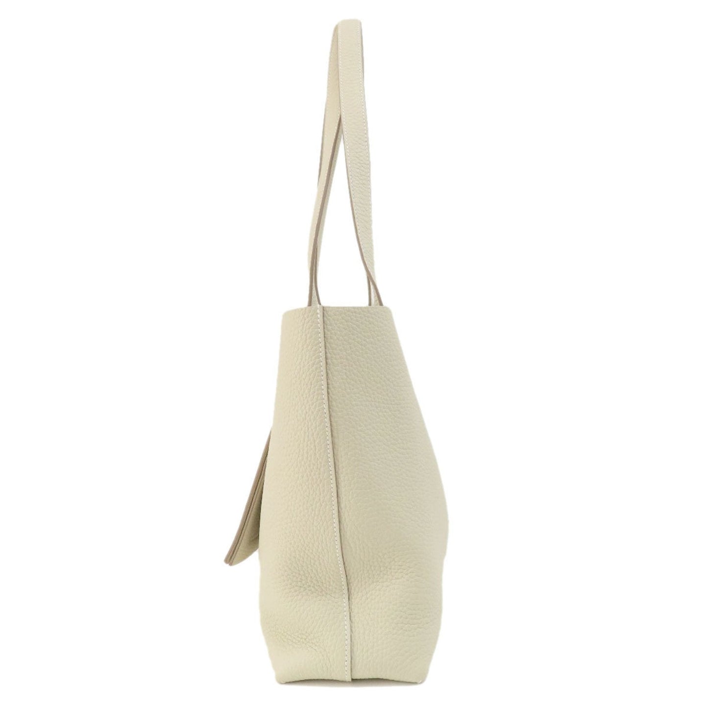 Hermes White Taurillon Clemence Leather Tote Bag ( )