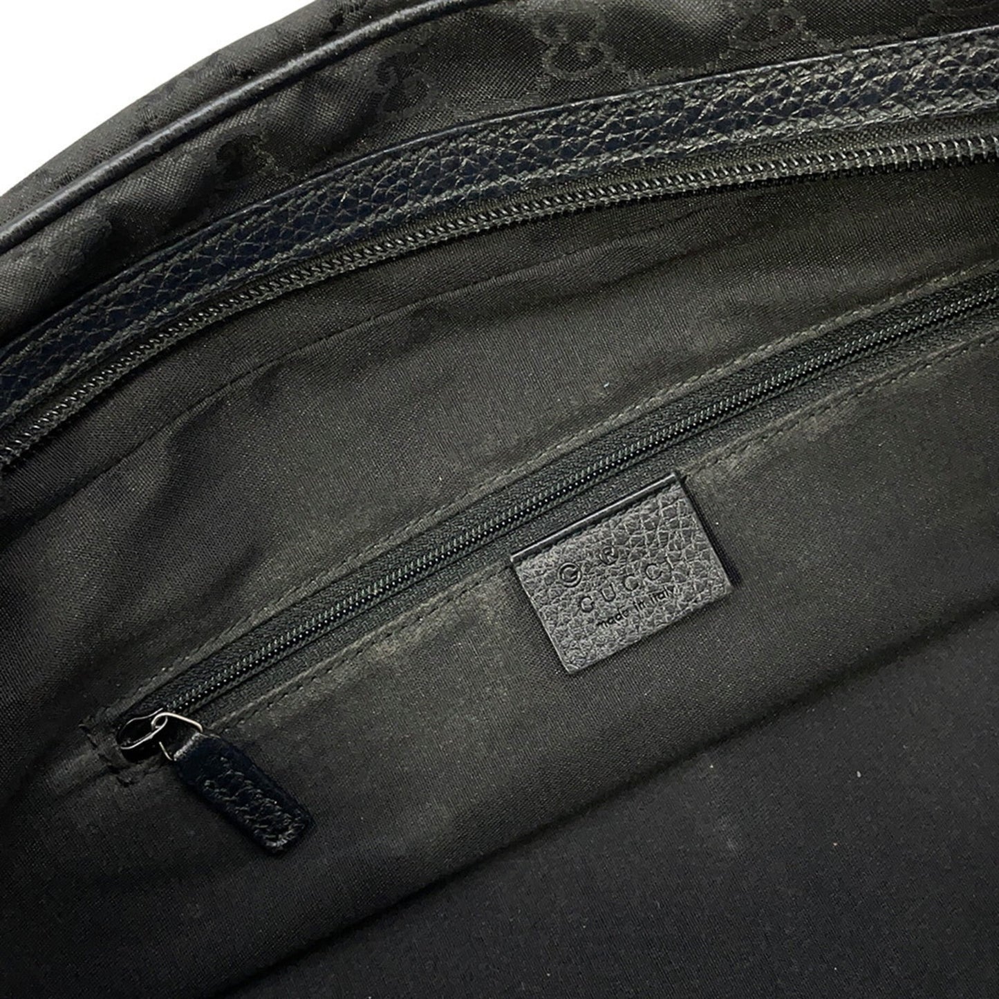 Gucci Sherry Line Black Nylon Leather Handbag ( )