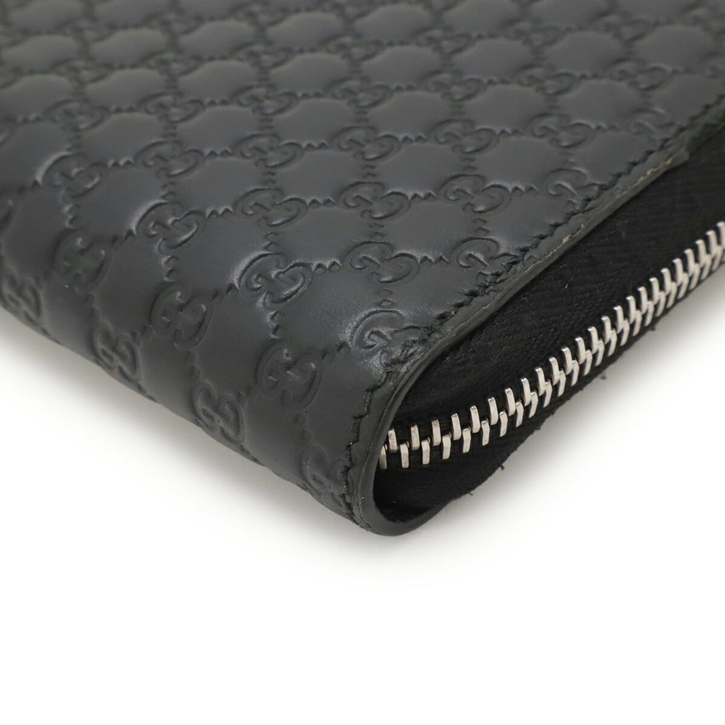 Gucci Black Micro Gg Leather Leather Long Wallet (Bi-Fold) ( )