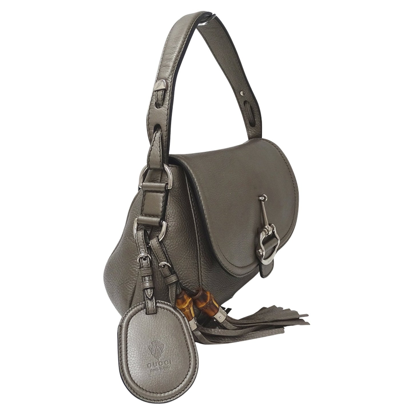 Gucci Bronze Metallic Gray Leather Shoulder Bag ( )
