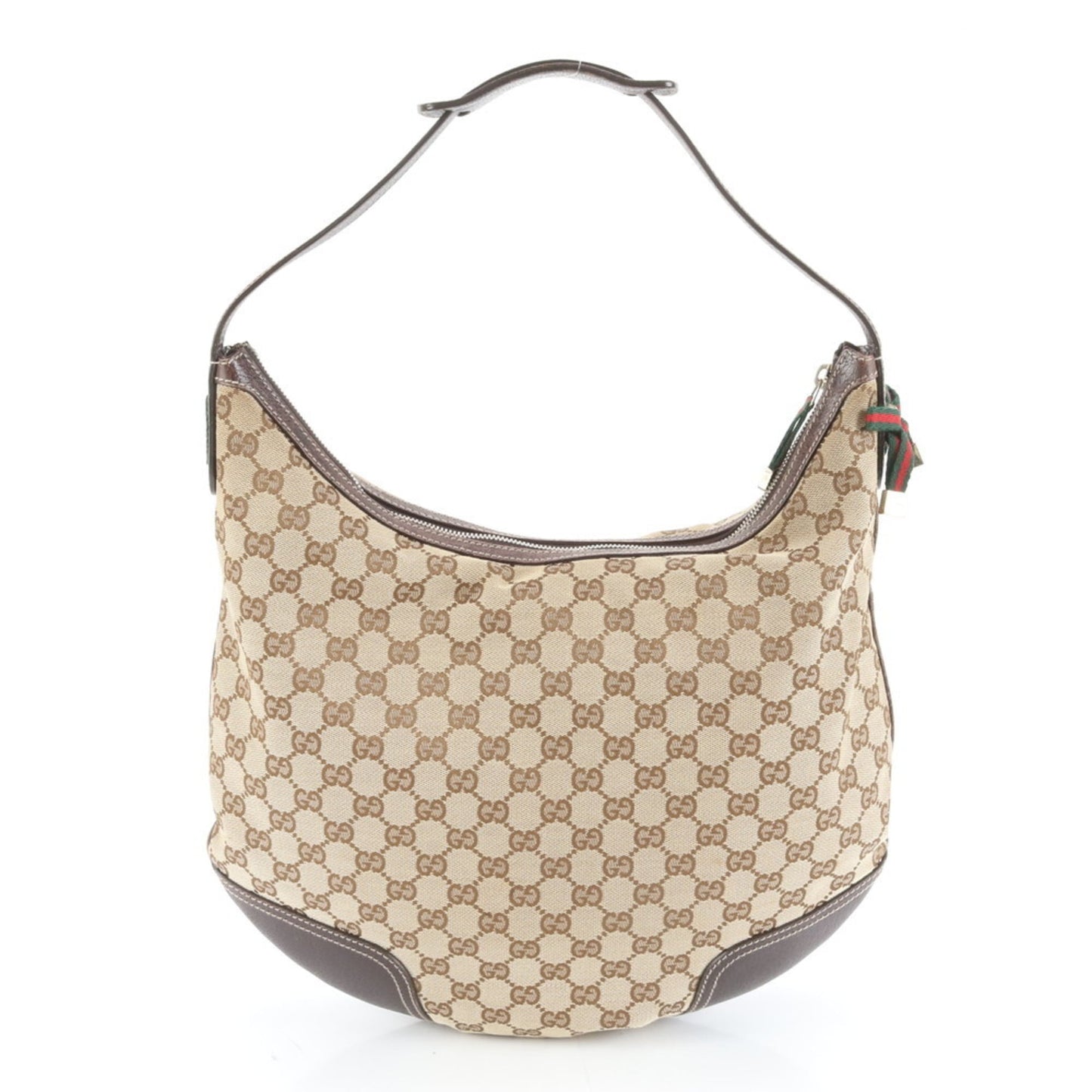 Gucci Brown Leather Canvas Shoulder Bag ( )