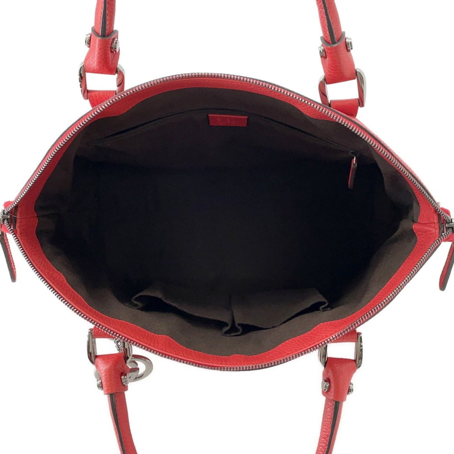 Gucci Red Brown Leather Shoulder Bag Tote Bag ( )