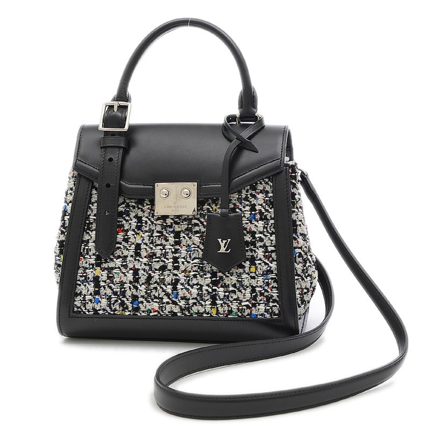 Louis Vuitton LV Ark 2Way Handbag Tweed Leather Black
