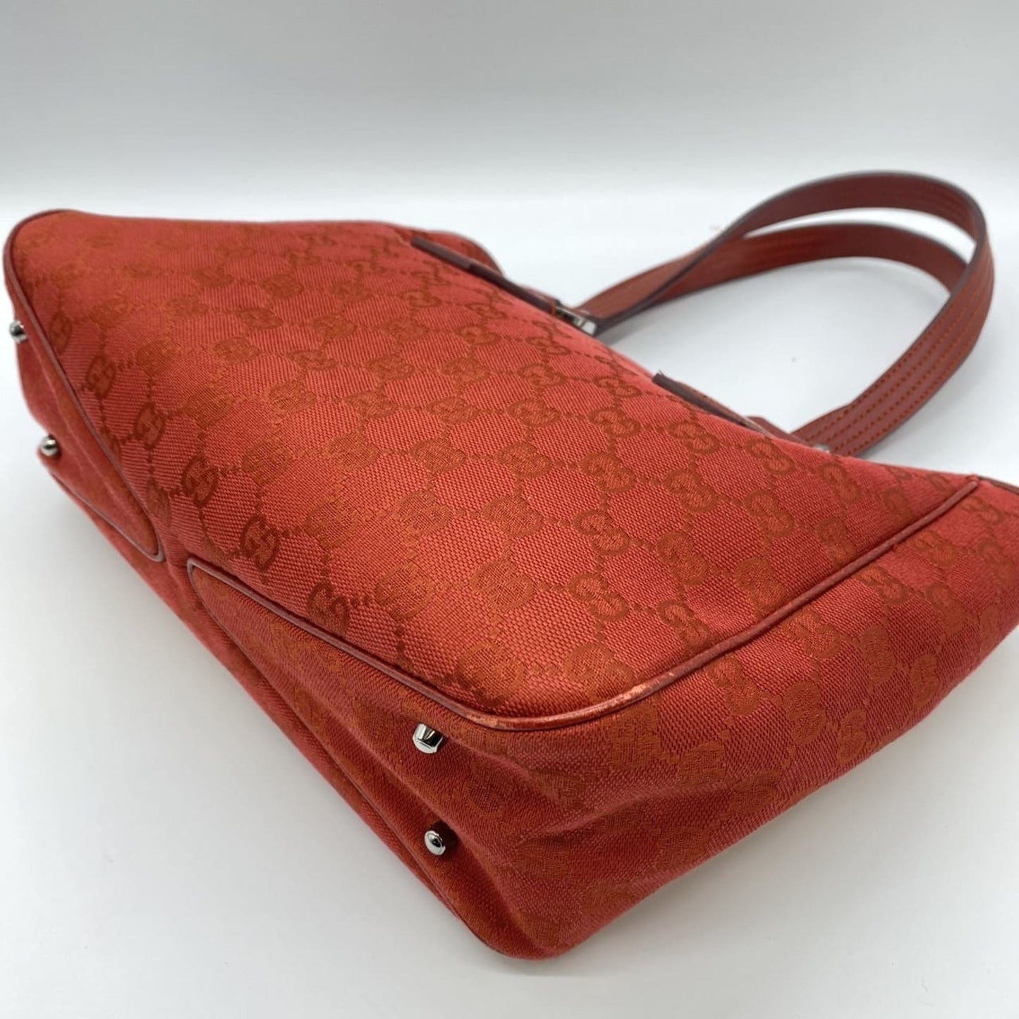 Gucci Red Color Gg Canvas Handbag Tote Bag ( )
